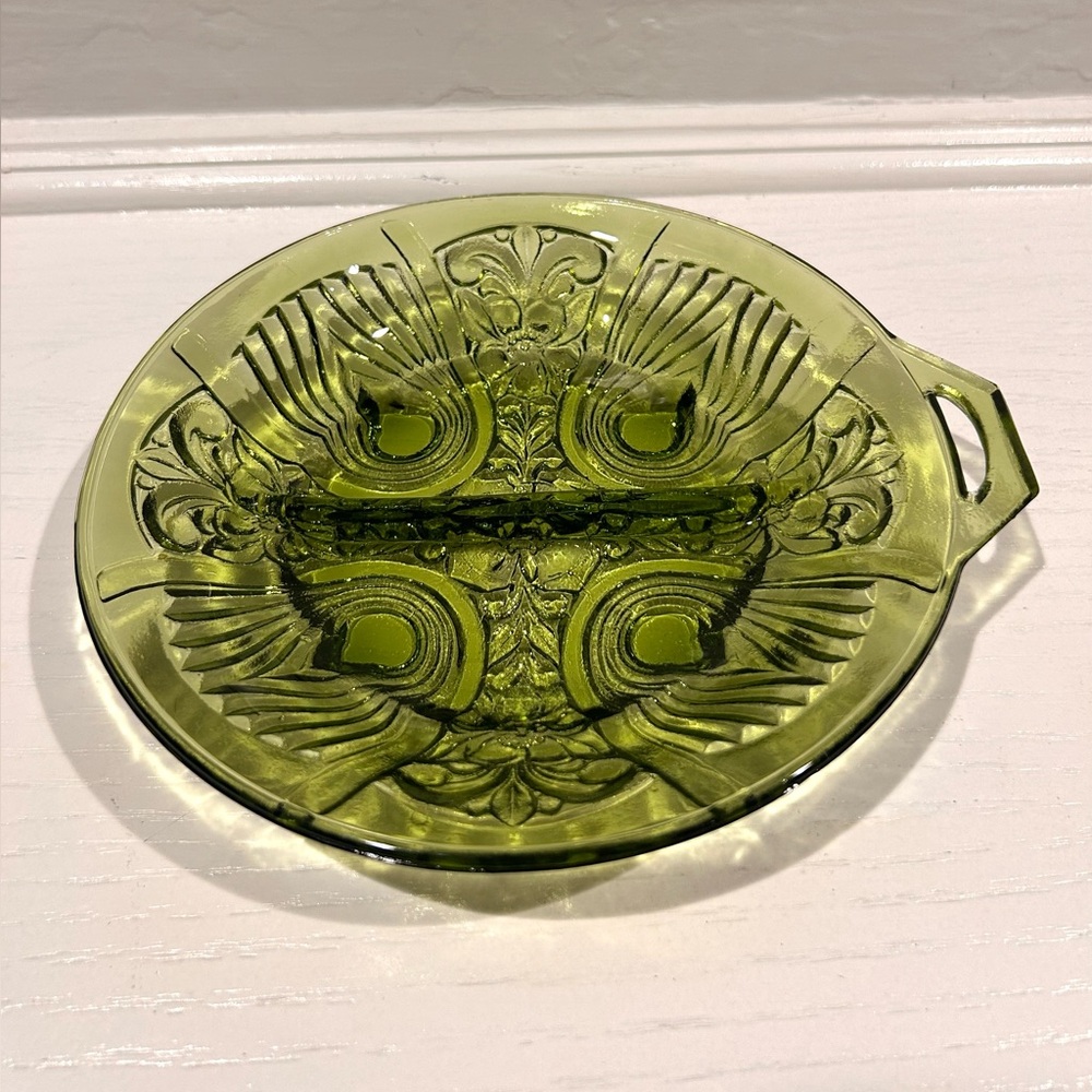 Vintage Green Glass Plate